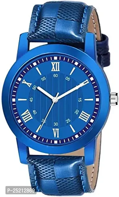 Green Scapper Blue Leather Strap Analog Watch for Boys-Girl's-W Omens  Men's (Blue)