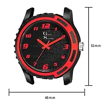 GREEN SCAPPER Luxury Black Leather Strap Smart Look Watch Fast Selling Track Designer Professional Analog Waterproof Watch for Men-Boys Women (Red)-thumb1