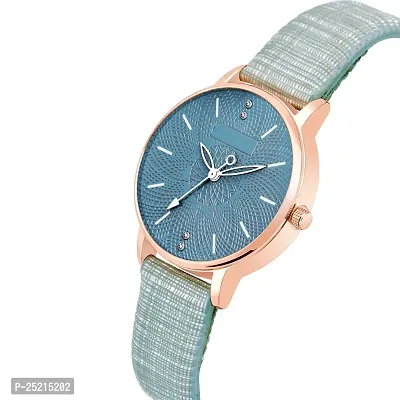 Green Scapper Luxury Blue Leather Strap Analog Watch for Women  Girls-9002 (Slight Color Change in Belt)-thumb2