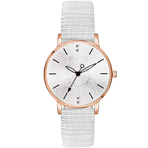 Scapper Girl's and Women's Quartz Watch with Analogue Display and Leather Strap (White)