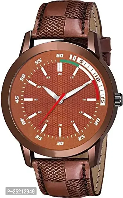 Green Scapper Multicolor Leather Strap Analog Watch for Boys-Girl's-W Omens  Men's-4560 (Brown)-thumb0