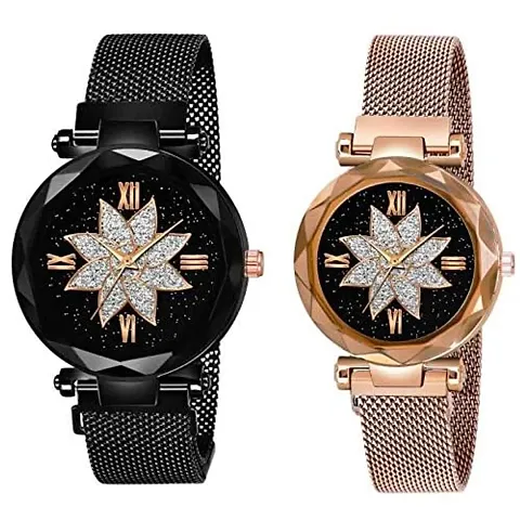 Scapper Magnet Mesh Analog Watches for Women-2069 (Multicolour)