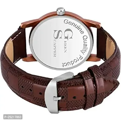 Green Scapper Multicolor Leather Strap with Bracelet Analog Watch for Men-8833 (Brown)-thumb4