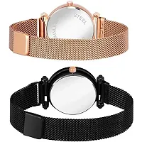 Green Scapper Black Magnet Mesh Analog Watches for Women-2069 (Multicolour)-thumb2