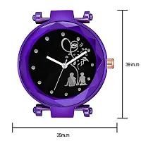 Green Scapper Presents Luxury Multicolor Butterfly Dial Magnet Strap Analog Watch for Girls or Women with Bracelet -2605 (Purple)-thumb2