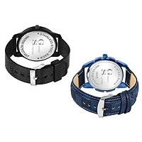 Blue  Black Leather Strap Luxury Day  Date Display Pack of 2-thumb2