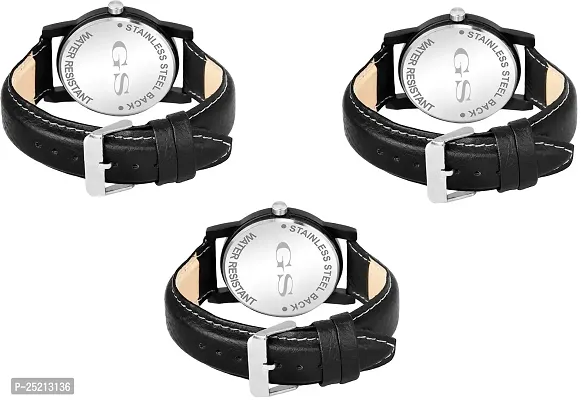 Green Scapper Luxury Black Leather Strap Lord Mahadev- Lord Hanuman Analog Watch Combo of 3 for Boys  Girls -7022-thumb3