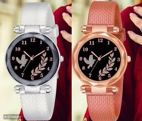 Classic PU Analog Watch For Women Pack Of 2