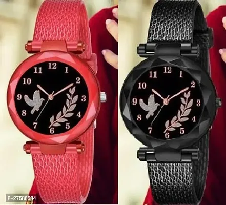 Classic PU Analog Watch For Women Pack Of 2