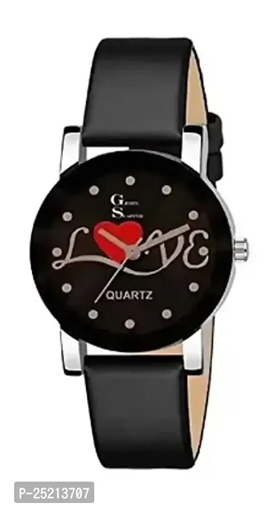 Green Scapper Love Printed Dial Crystal Analog Watch for Couple-7240 (Black)-thumb0