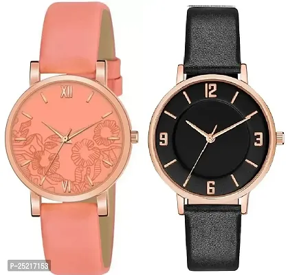 Green Scapper Brown Leather Strap Aanalog Watch for Girls  Women-1616