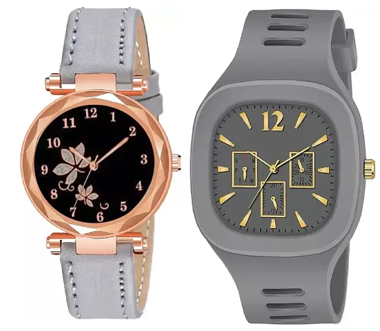 New Luxury Analog Watch For Women And Men Combo Set