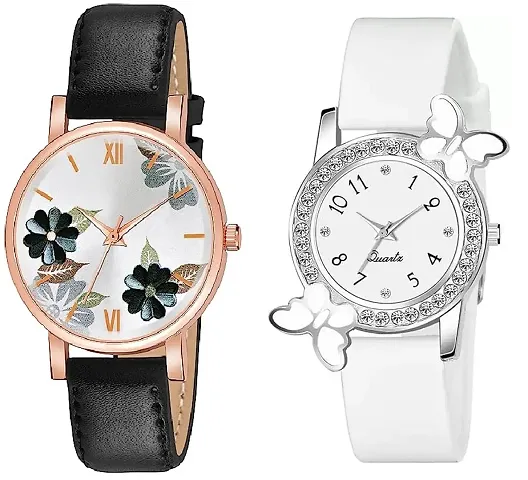 Scapper Leather Metal Watch Combo for Women