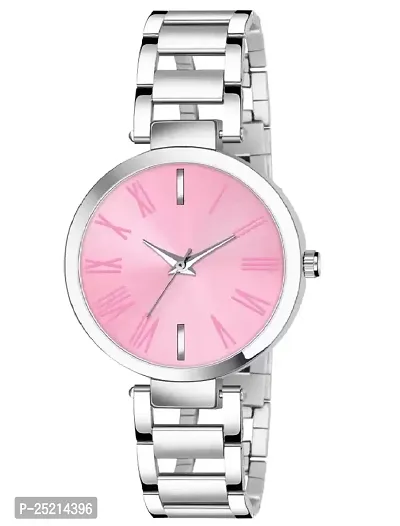 CWW-5260 Silver Metal Strap Elegant Beautiful Analog Watch Women  Girls (Pink)-thumb0