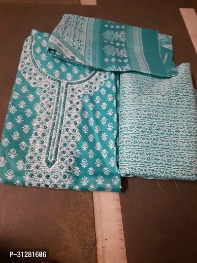 Elegant Cotton Printed Dress Material With Dupatta For Women