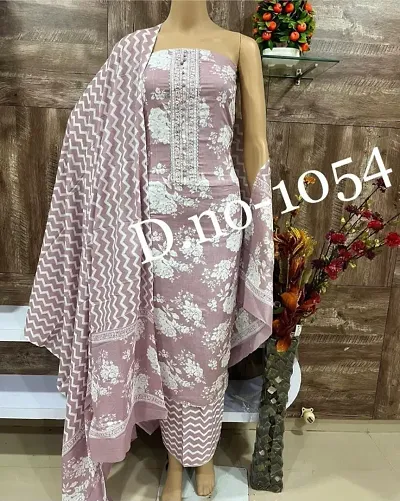 Stylish Cotton Printed Dress Material with Dupatta