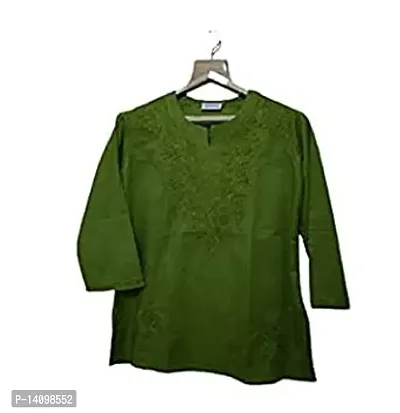 A-Line Green  Cotton Kurta For Women-thumb0