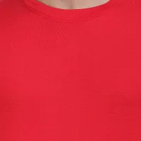 Stylish Red Polyester Solid Round Neck Tees For Men-thumb3