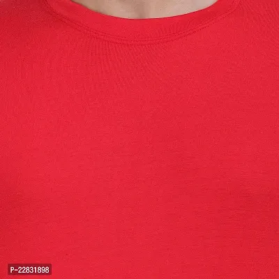 Stylish Red Polyester Solid Round Neck Tees For Men-thumb4