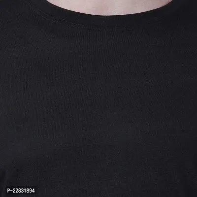 Stylish Black Polyester Solid Round Neck Tees For Men-thumb4