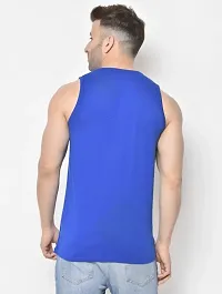 Stylish Blue Polyester Sleeveless Gym Vest For Men-thumb1