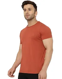 Stylish Orange Polyester Solid Short Sleeves Round Neck Tees For Men-thumb3