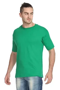 Stylish Green Polyester Solid Short Sleeves Round Neck Tees For Men-thumb3