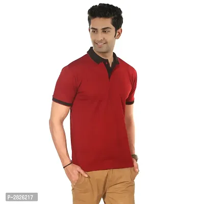 Maroon Polyester Blend Polos For Men