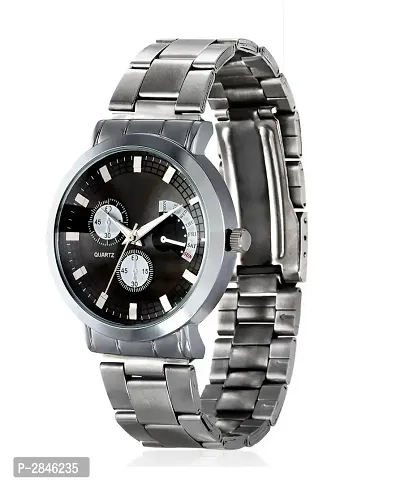 Silver Stainless Steel Analog Watch For Men-thumb0