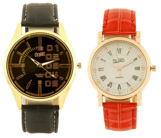 Stylish Synthetic Strap Watches For Couple