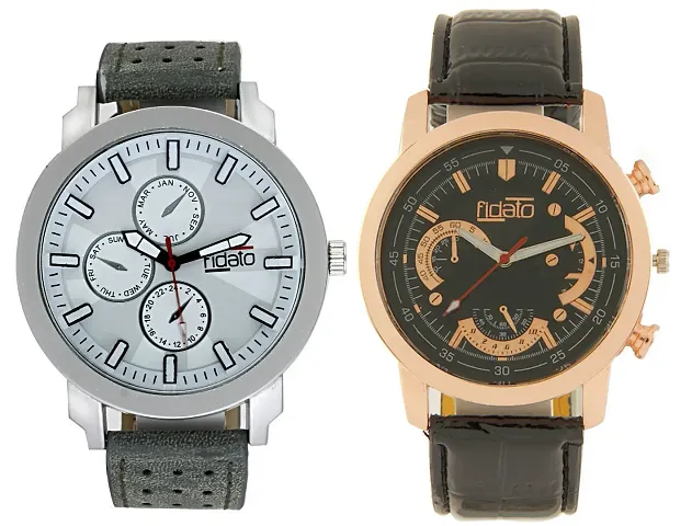 Combo of Men's PU Strap Analog Watches