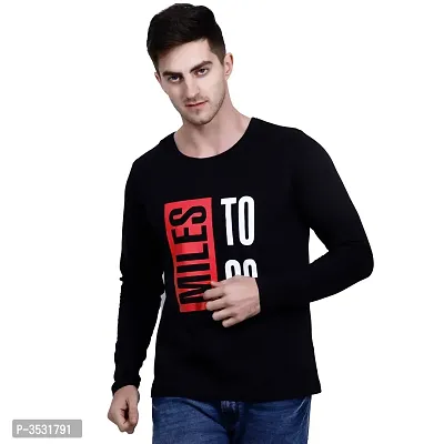 Men's Black Printed Cotton Round Neck Tees-thumb0