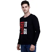 Men's Black Printed Cotton Round Neck Tees-thumb1