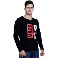 Men's Black Printed Cotton Round Neck Tees-thumb2