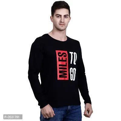 Men's Black Printed Cotton Round Neck Tees-thumb3