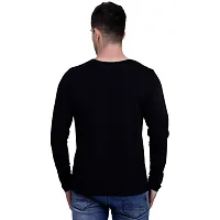 Men's Black Printed Cotton Round Neck Tees-thumb3