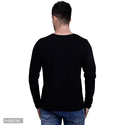 Men's Black Printed Cotton Round Neck Tees-thumb4