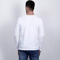 Men's White Solid Cotton Round Neck Tees-thumb3