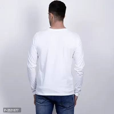 Men's White Solid Cotton Round Neck Tees-thumb4