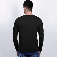 Men's Black Printed Cotton Round Neck Tees-thumb3