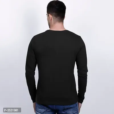 Men's Black Printed Cotton Round Neck Tees-thumb4