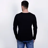 Men's Black Printed Cotton Round Neck Tees-thumb3