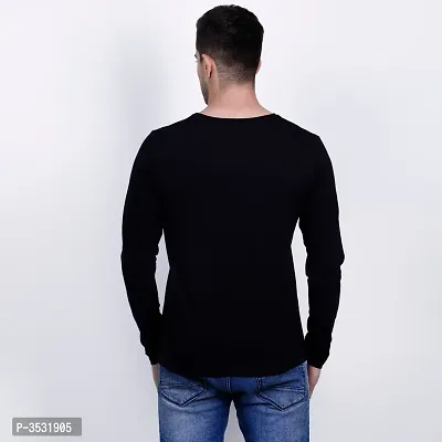 Men's Black Printed Cotton Round Neck Tees-thumb4