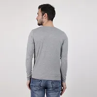 Men's Grey Cotton Printed Round Neck Tees-thumb3