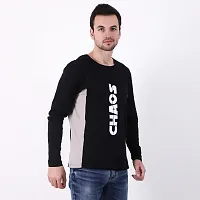 Men's Black Cotton Printed Round Neck Tees-thumb2