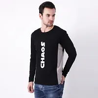 Men's Black Cotton Printed Round Neck Tees-thumb1