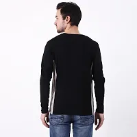 Men's Black Cotton Printed Round Neck Tees-thumb3