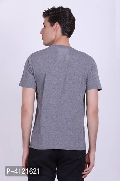 Men's Grey Cotton Printed Round Neck Tees-thumb5