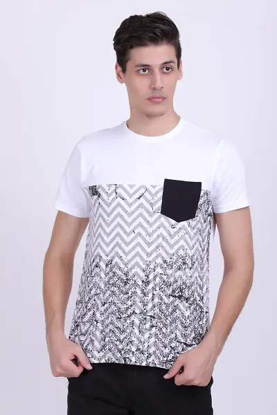 Men's Printed Cotton Round Neck T Shirt