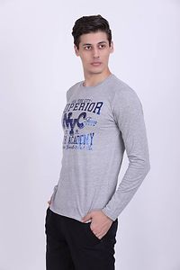 Men's Grey Cotton Printed Round Neck Tees-thumb2